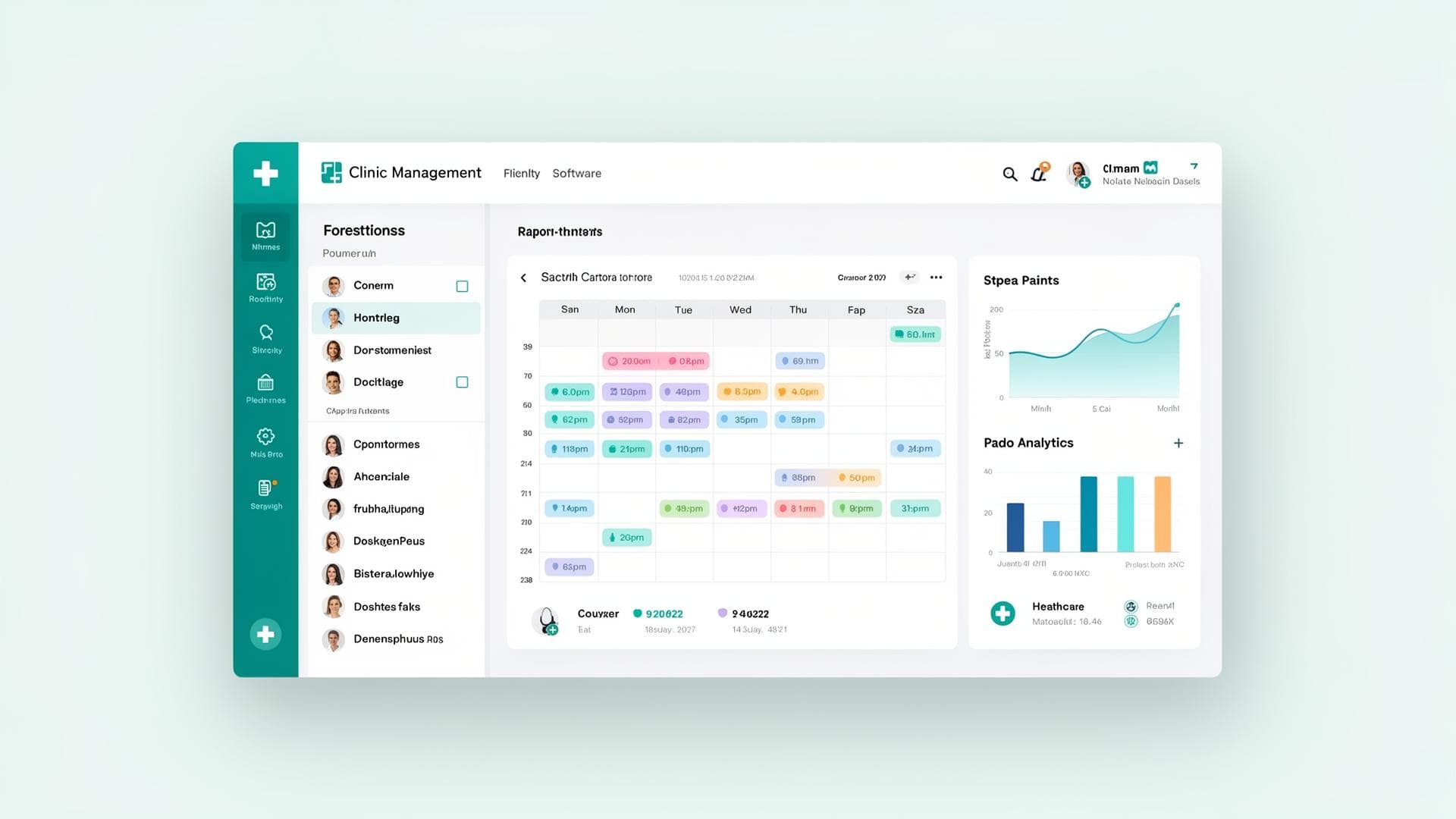 Clinexa clinic management dashboard showing appointment scheduling, patient records, and analytics